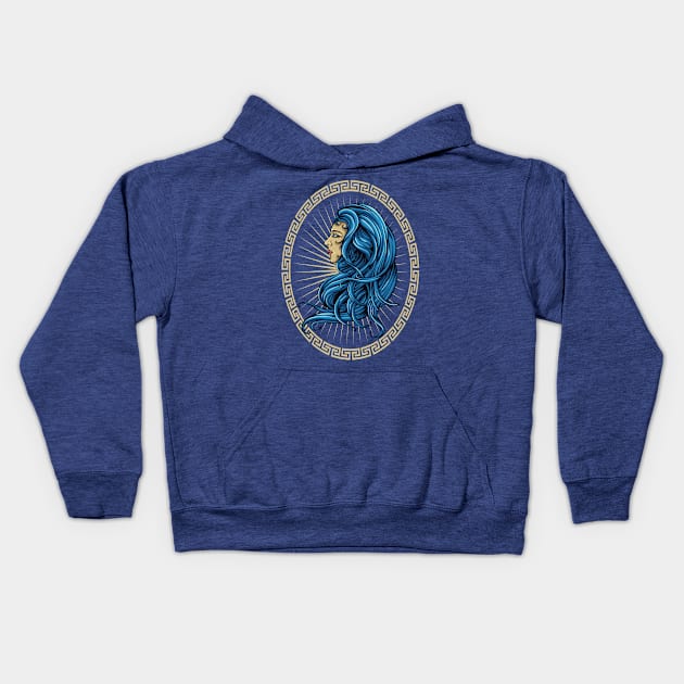 Lady In Blue Oriental, Mega Design Kids Hoodie by Hariolf´s Mega Store